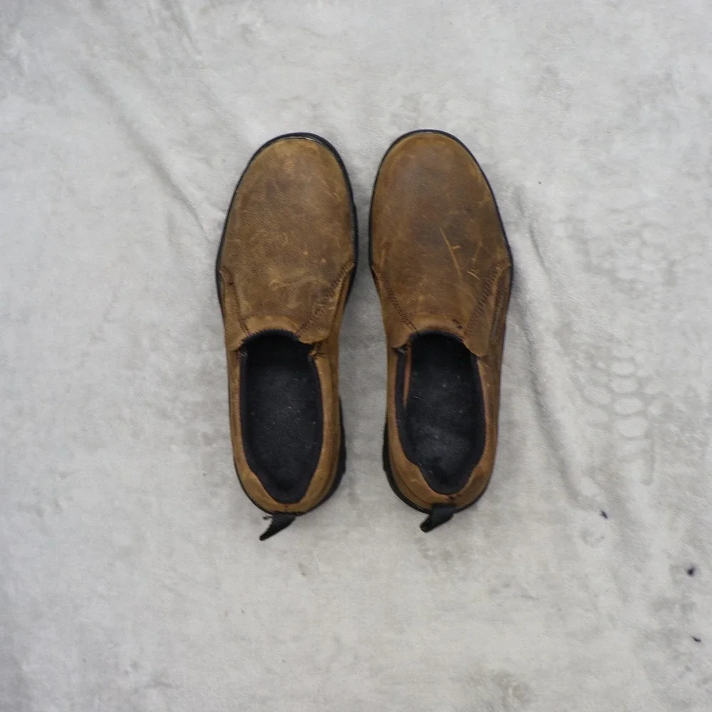 Roper Mens 9.5 Slip On‎ Shoes Brown Performance Sports Leather Rugged Casual